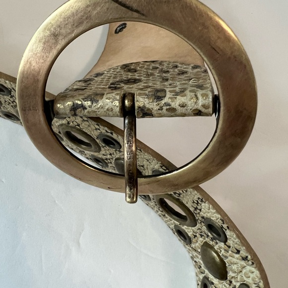 Streets Ahead leather belt python pattern sz L brass buckle & studs EC vintage - Picture 11 of 12